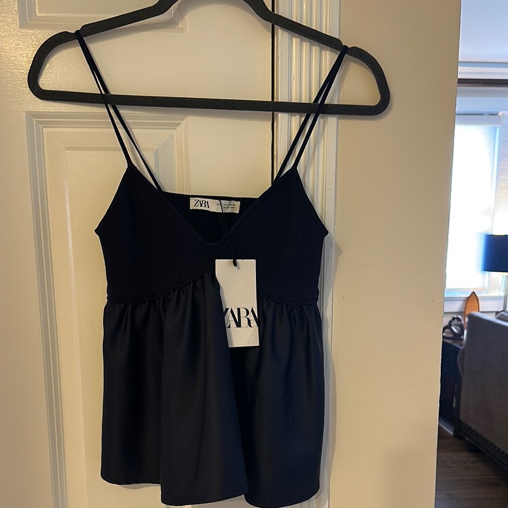 Zara Blue Sleeveless Bustier Peplum Camisole